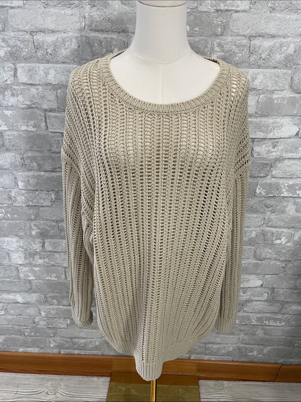 Wilfred Mesh cotton boatneck sweater in Beige